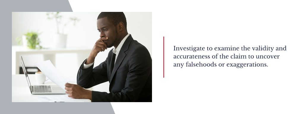 Man in suit investigating the validity and accurateness of a claim