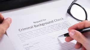 Paperwork requesting a criminal background check