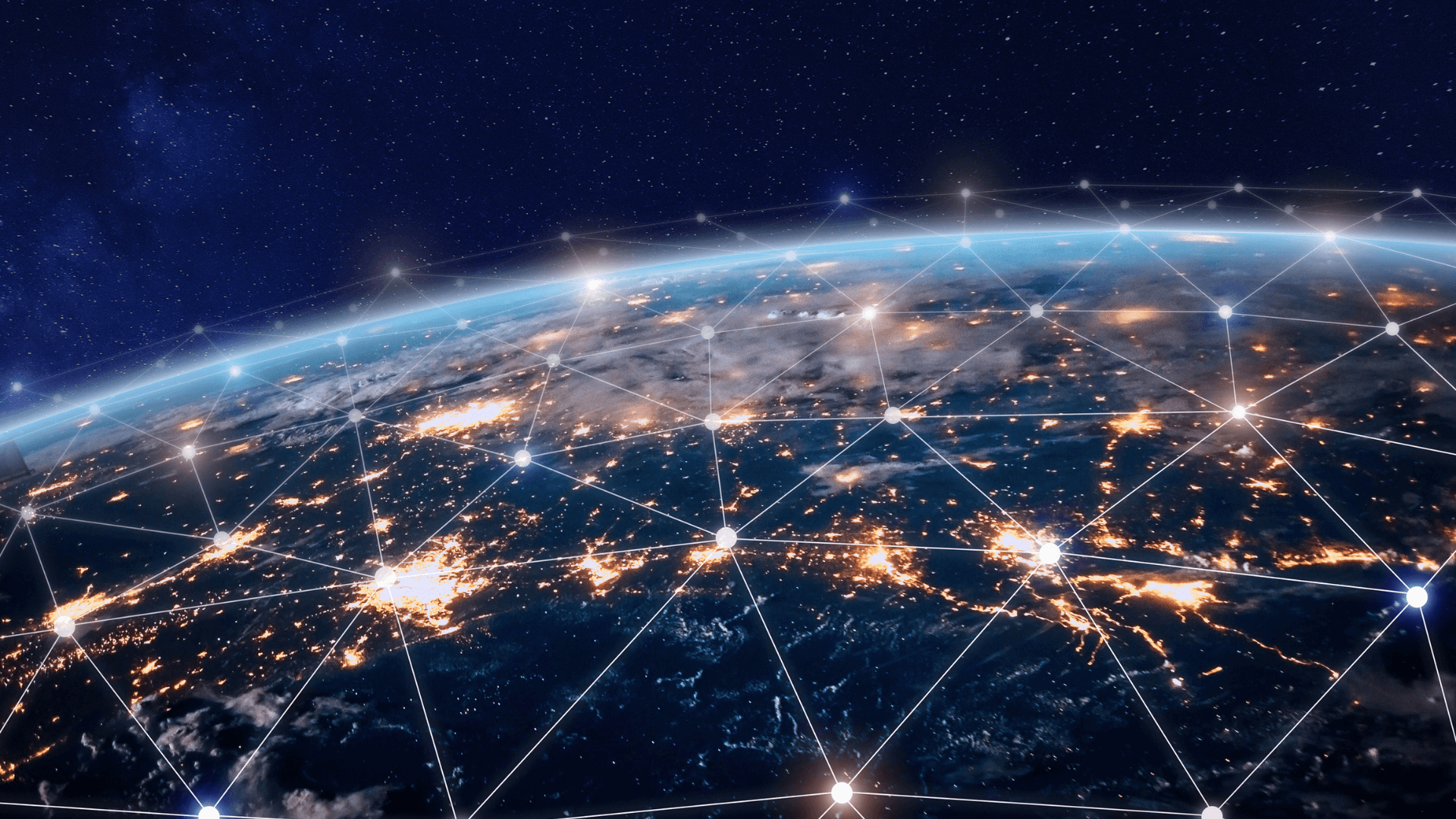 Lighted network with hubs across the world